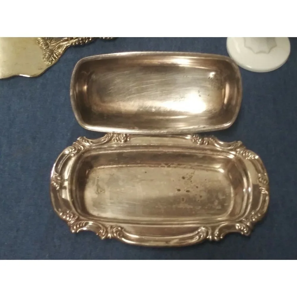 Vintage Gorham Butter Dish Silver plated quarter lb Scroll pattern YC1760 EUC